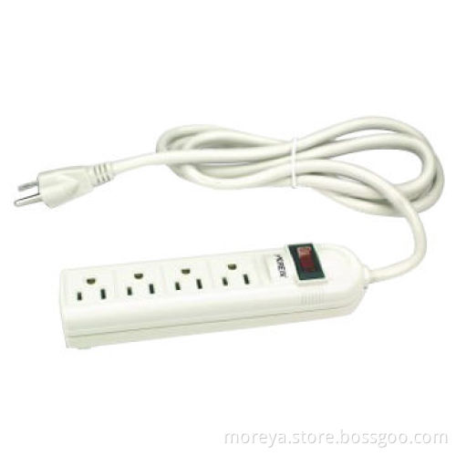 American standard power strip with 4 socket outlets, PC+ABS casing, extension cord